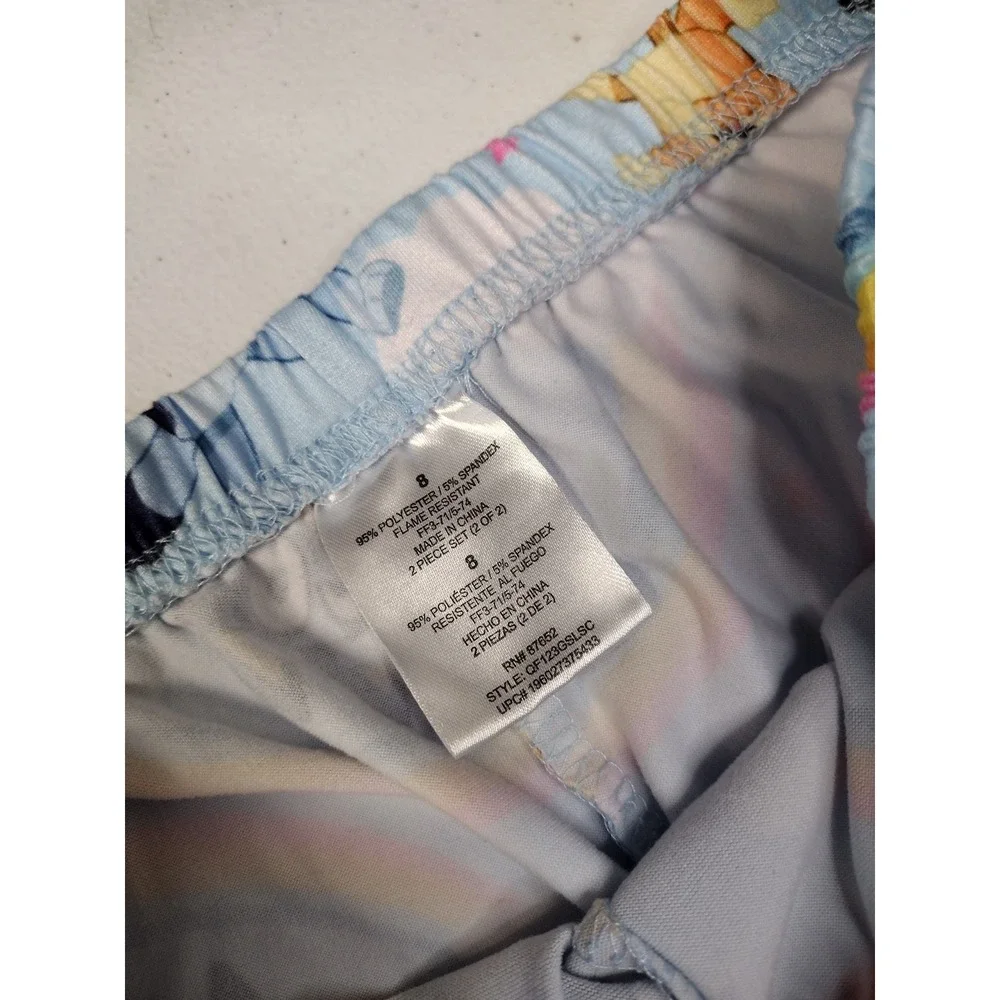 Bluey Bingo Girls Pajama Pants Size 8 Blue Rainbow Star Print Sleepwear